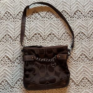 Coach Signature Chain Duffle F19730 Chocolate Brown & Bronze Crossbody Y2K